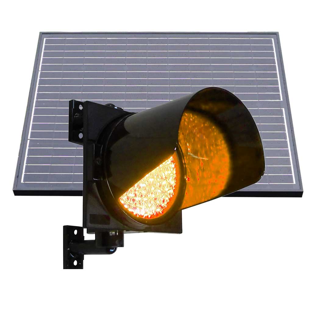Feu simple Led 200mm mode clignotant alimentation solaire